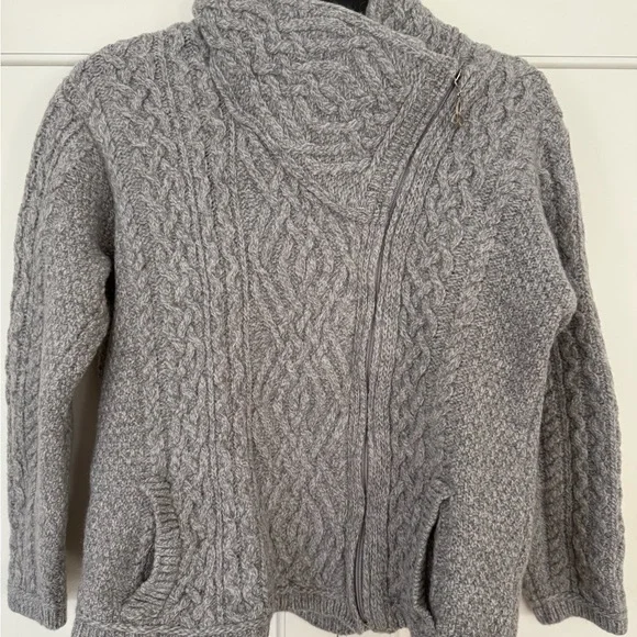 Aran Market Irish Sweater Side Zip Jacket Size M/L - Picture 11 of 12